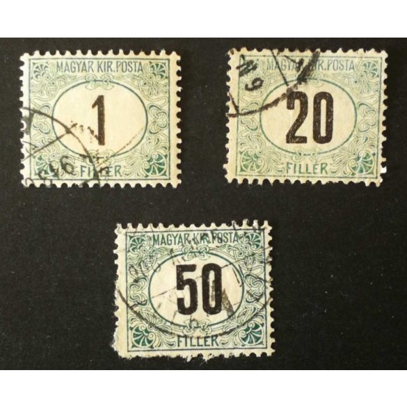 Hungary 1903 Green PORTO 3 pcs perf A11 3/4: 12 used 