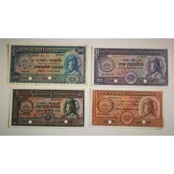   Sao Tome and Principe 20 Escudos Aunc-, 50 Escudos UNC, 100 Escudos UNC, 500 Escudos Aunc- 1958  - minta