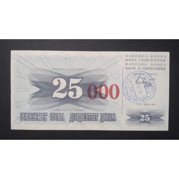 Bosznia-Hercegovina 25000 Dinara 1993 XF 