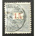 Hungary 1889 Letter, red cipher 1 Ft. perf 12: 11 1/2 Budape(st Központ) Távírda 7 sz. used