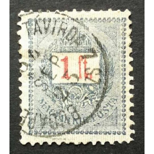 Hungary 1889 Letter, red cipher 1 Ft. perf 12: 11 1/2 Budape(st Központ) Távírda 7 sz. used