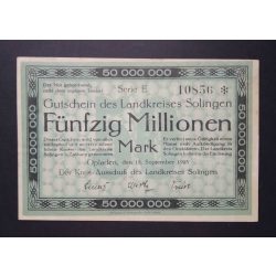 Germany 50 Million Mark Opladen 1923 VF+ 