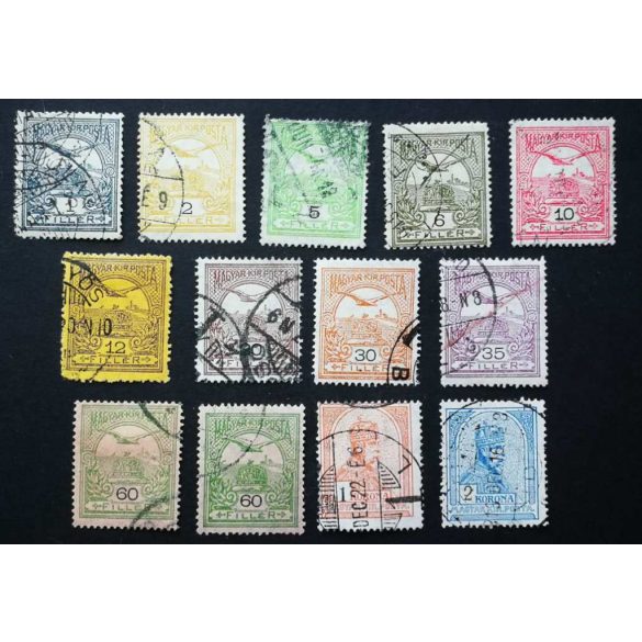 Magyarország 1913 Turul B fekvő vízjel C15 13 db pecsételt G3