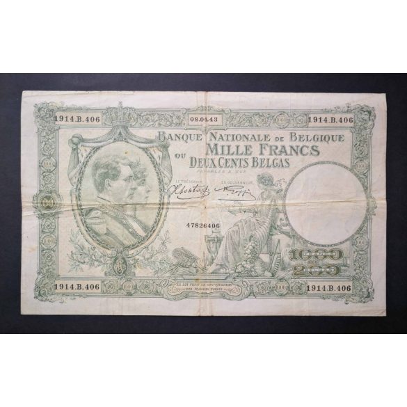 Belgium 1000 Francs/200 Belgas 1943 F