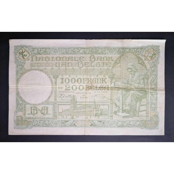 Belgium 1000 Francs/200 Belgas 1943 F