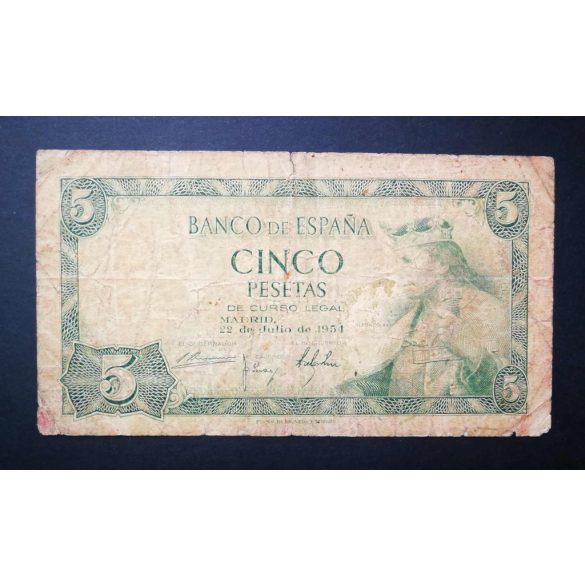 Spain 5 Pesetas 1954 VG+