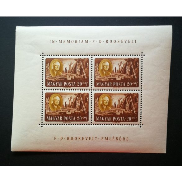 1947 Roosevelt** 20 Fillér, törés, betapadás