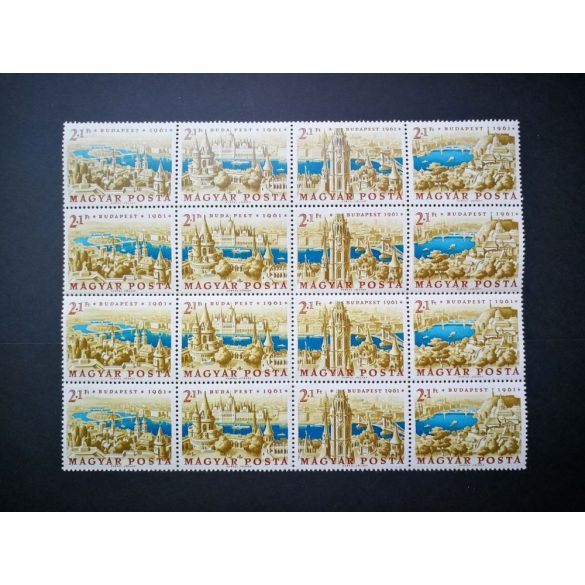 1961 Stamp day, Bp panorama, continuous strip, block of 4**