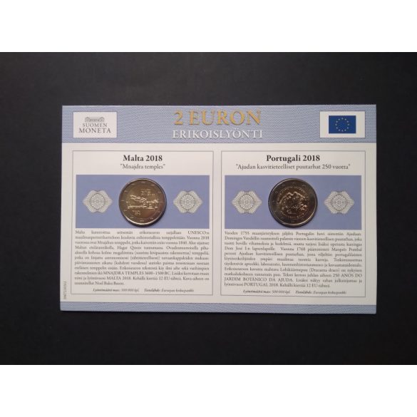 EU 2 Euro set of 2 Unc  Portugal, Malta 2018