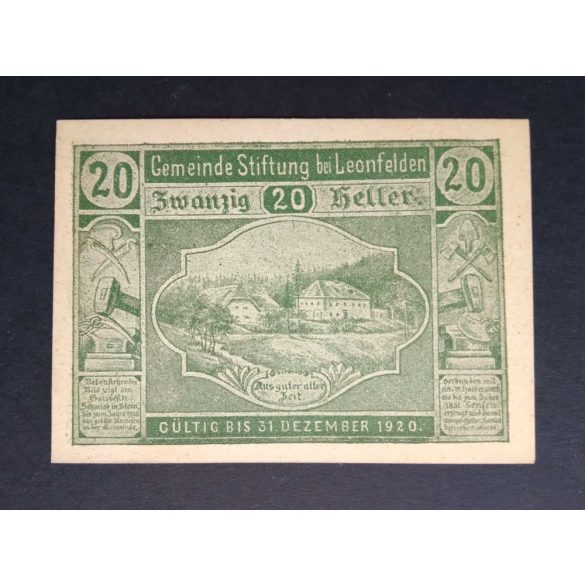 Ausztria 20 Heller 1920 Unc Leonfelden