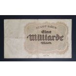 Germany 1 Billion Mark 1923 F Köln