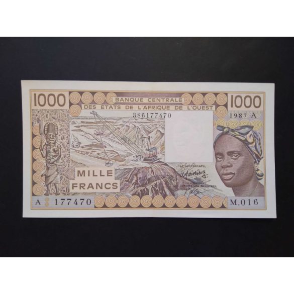 West African States Ivory Coast 1000 Francs 1987 XF+