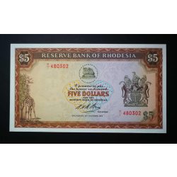 Rodézia 5 Dollars 1972 UNC-