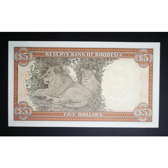 Rodézia 5 Dollars 1972 UNC-
