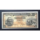 Mexikó 5 Pesos 1914  EL BANCO PENINSULAR Mexicano VF