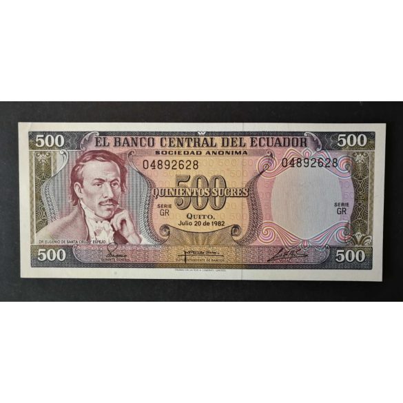Ecuador 500 Sucres 1982 Unc-