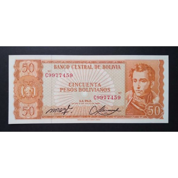 Bolívia 50 Pesos Bolivianos 1962 Unc