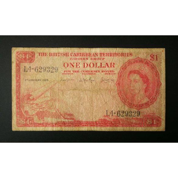 Brit Karibi Területek 1 Dollar 1963 VG+