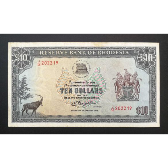 Rhodesia 10 Dollars 1979 F+