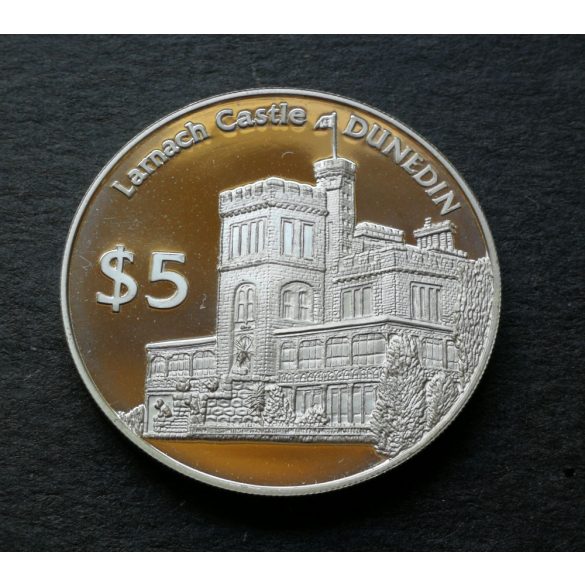 Új-Zéland 5 Dollars 1998 ezüst PP, "Dunedin Larnach Castle" emlékérme