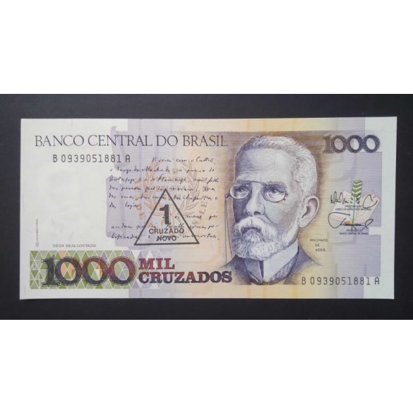 Brazília 1 Cruzado Novo felülbélyegzés 1000 Cruzadoson 1989 Unc 