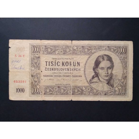 Csehszlovákia 1000 Korun 1945 VG-