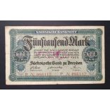 Germany 5000 Mark Dresden 1923 F-