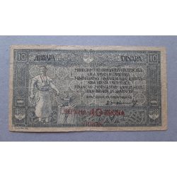   Kingdom of Serbia- Croatia- Slovenia 10 Dinara with 40 Kruna overstamping 1919 F