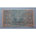 Kingdom of Serbia- Croatia- Slovenia 10 Dinara with 40 Kruna overstamping 1919 F
