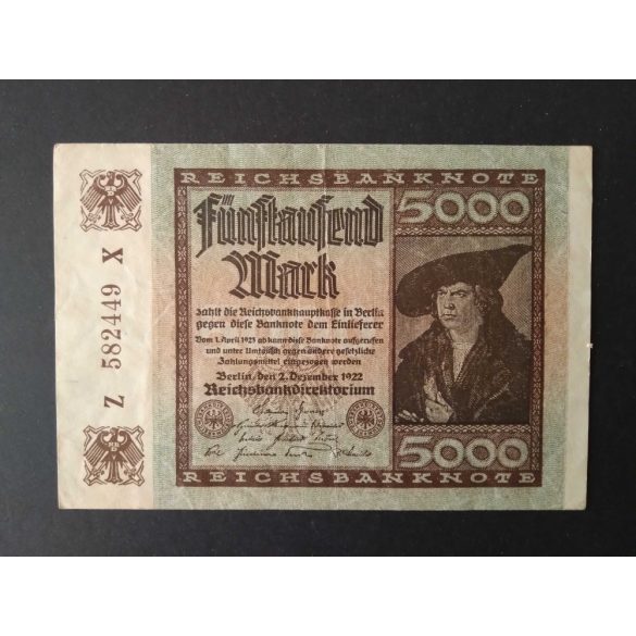 Németország 5000 Mark 1922 VF