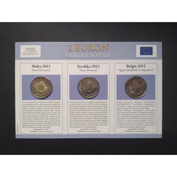 EU 2 Euro set of 3 pcs commemorative coins Unc