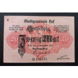 Németország Hof 20 Mark 1918 XF