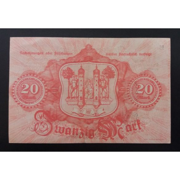 Németország Hof 20 Mark 1918 XF
