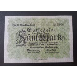 Németország Marktredwitz 5 Mark 1918 XF