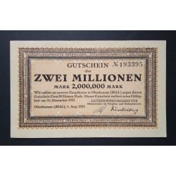 Germany 2 Million Mark Oberhausen 1923 XF+