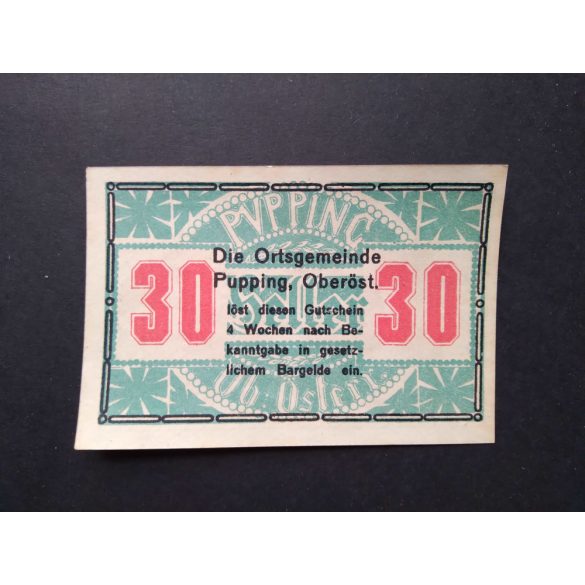 Austria 30 Heller 1920 Unc Pupping, Schaumburg 