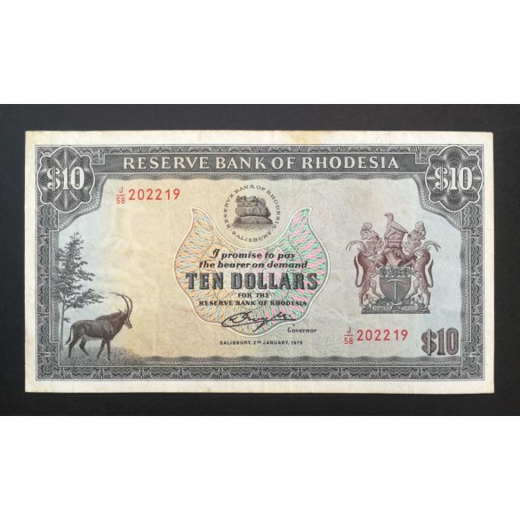 Rodézia 10 Dollars 1979 F+