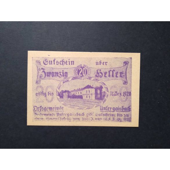 Ausztria 20 Heller 1920 Unc Untergaisbach