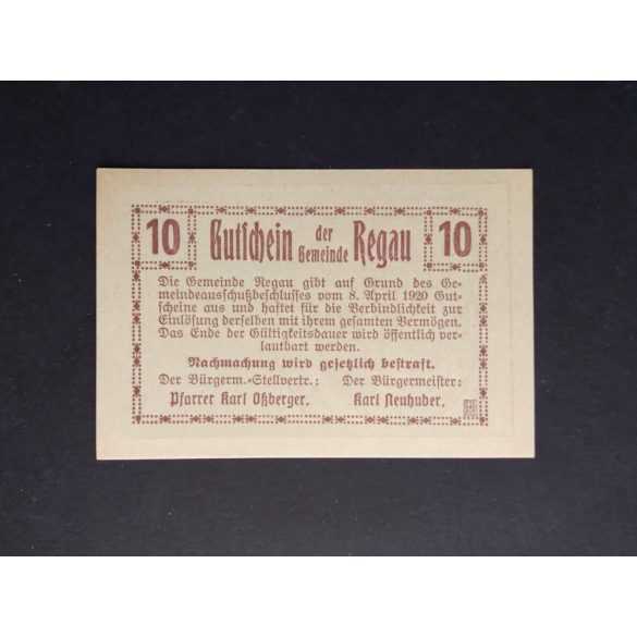 Austria 10 Heller 1920 Unc Regau