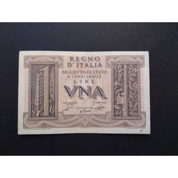 Italy 1 Lire 1939 F