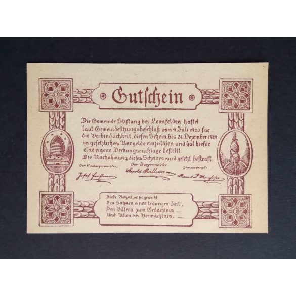 Austria 30 Heller 1920 Unc Leonfelden