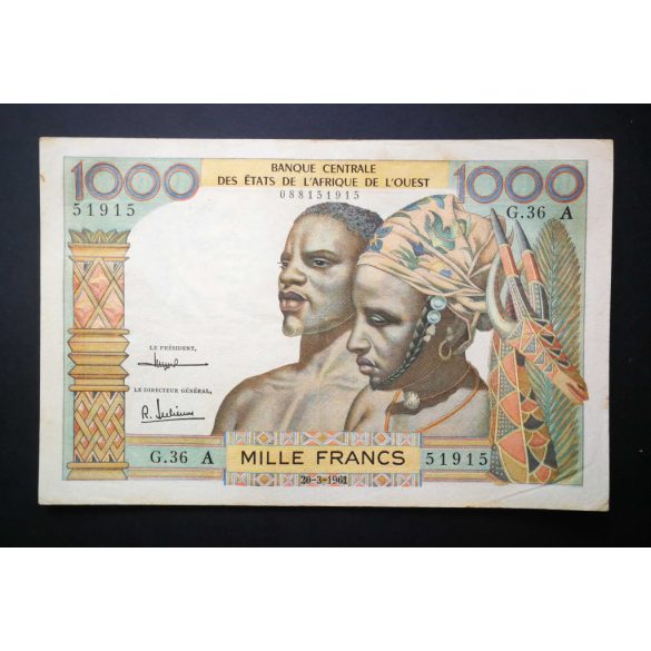 Nyugat-Afrikai Államok, Elefántcsontpart 1000 Francs 1961 VF+