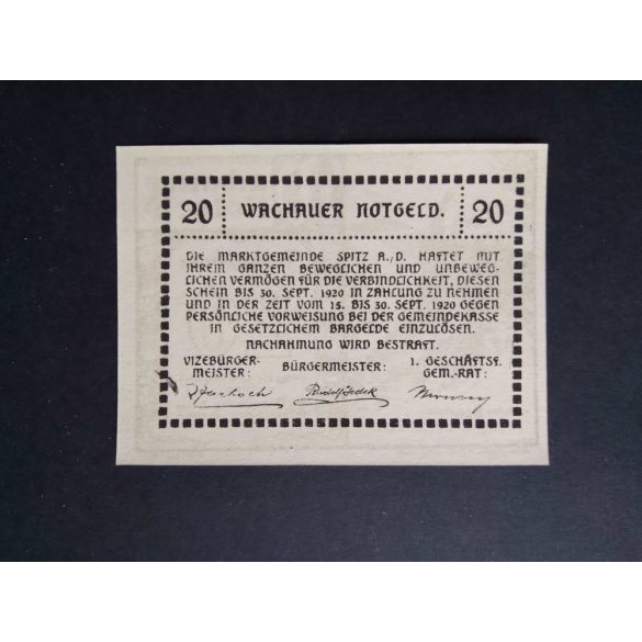 Austria 20 Heller 1920 Unc Spitz an der Donau, Ruine Aggstein