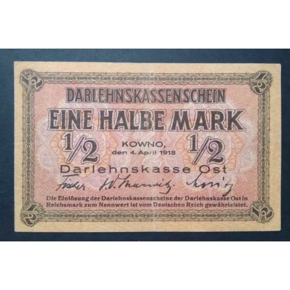 Germany 1/2 Mark Poland, Lithuania, Latvia occupation 1918 VF+