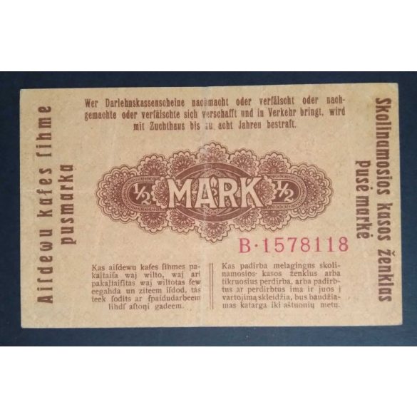Germany 1/2 Mark Poland, Lithuania, Latvia occupation 1918 VF+