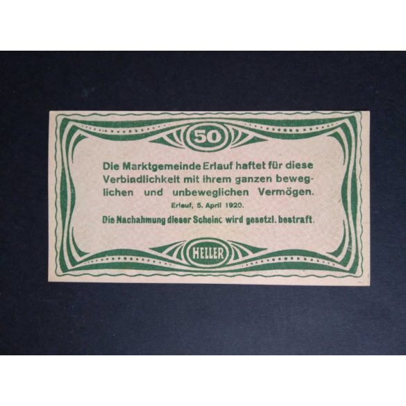 Austria 50 Heller 1920 Unc Erlauf