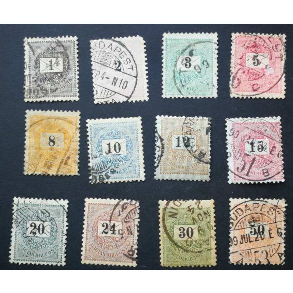 Hungary 1898 Letter, black cipher full series perf. 12 : 11 3/4 used