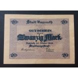 Germany Bayreuth 20 Mark 1919 AUNC