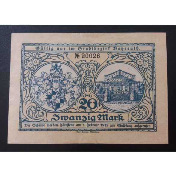 Germany Bayreuth 20 Mark 1919 AUNC