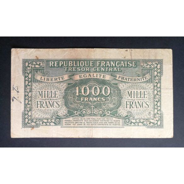 France 1000 Francs 1944 F